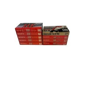 Sony HF Audio Blank Cassettes 60 Minutes High Fidelity LOT OF 8 & Maxwell 90 New